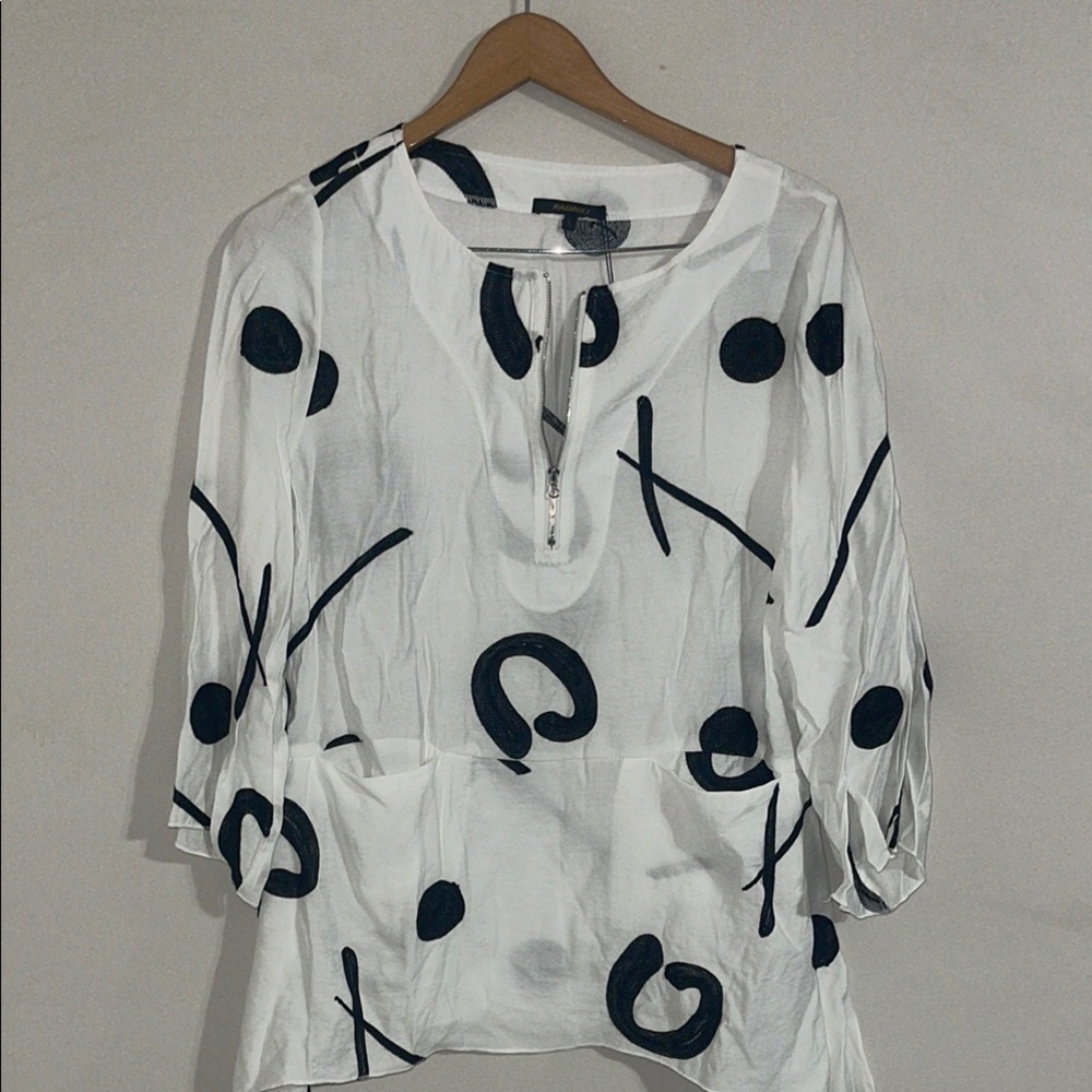 Laghonlook black white abstract pattern art to wear tunic large